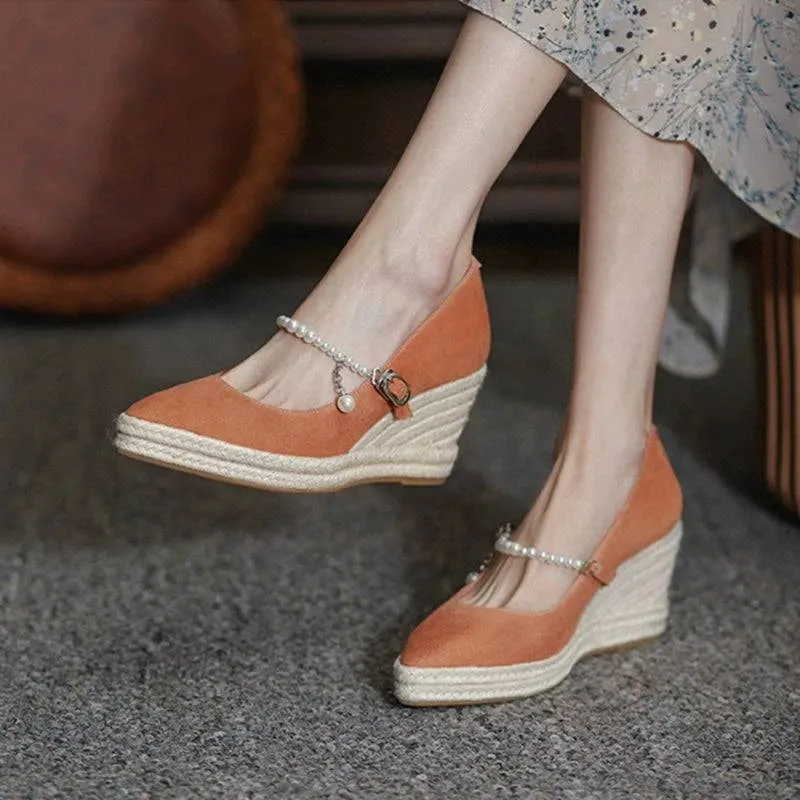 Sheyan Autumn Wedge Flats - Genuine Leather & Pointed Toe