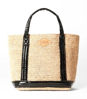 Small Raffia Tote Raffia/Black Lacquer