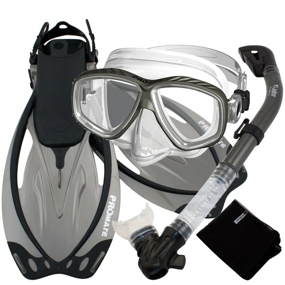 Snorkeling Scuba Dive Dry Snorkel Purge Mask Fins Gear Set - SCS0011