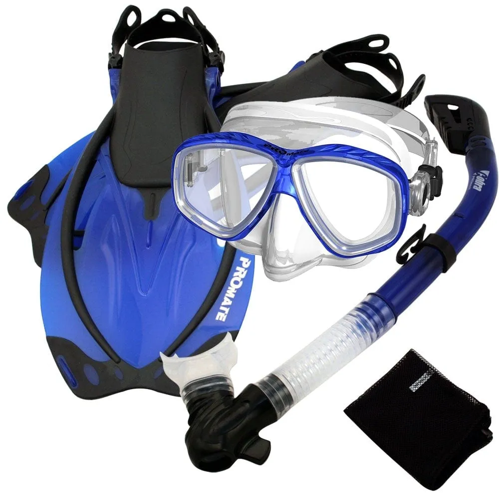 Snorkeling Scuba Dive Dry Snorkel Purge Mask Fins Gear Set - SCS0011