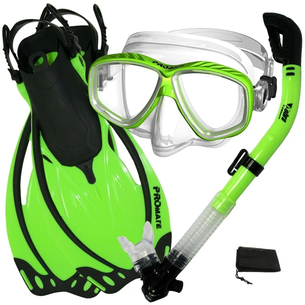 Snorkeling Scuba Dive Dry Snorkel Purge Mask Fins Gear Set - SCS0011