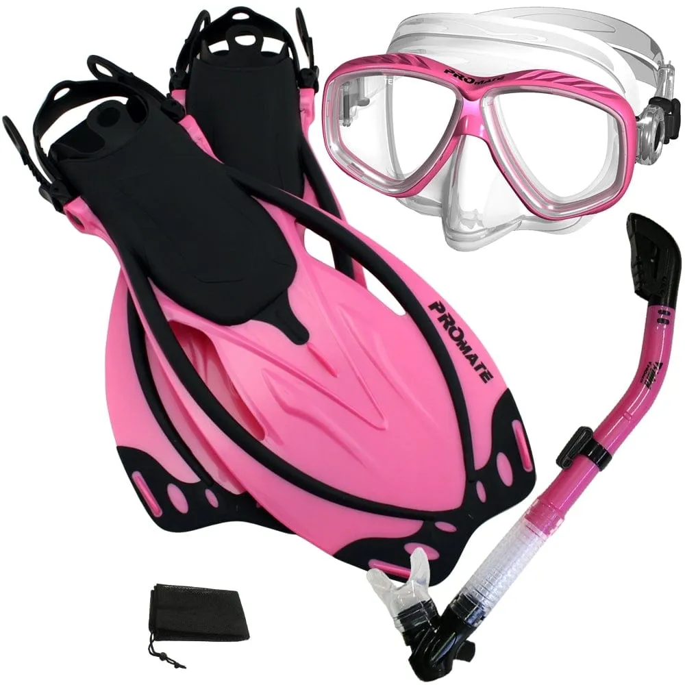 Snorkeling Scuba Dive Dry Snorkel Purge Mask Fins Gear Set - SCS0011