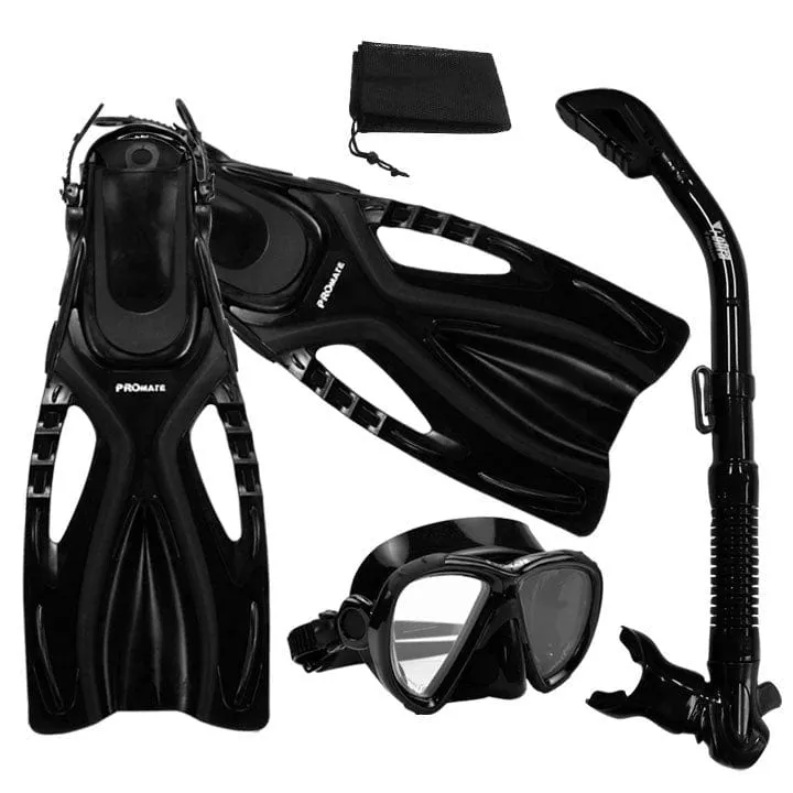 Snorkeling Scuba Dive Fins Mask Snorkel Set w/ Mesh Bag - SCS0065