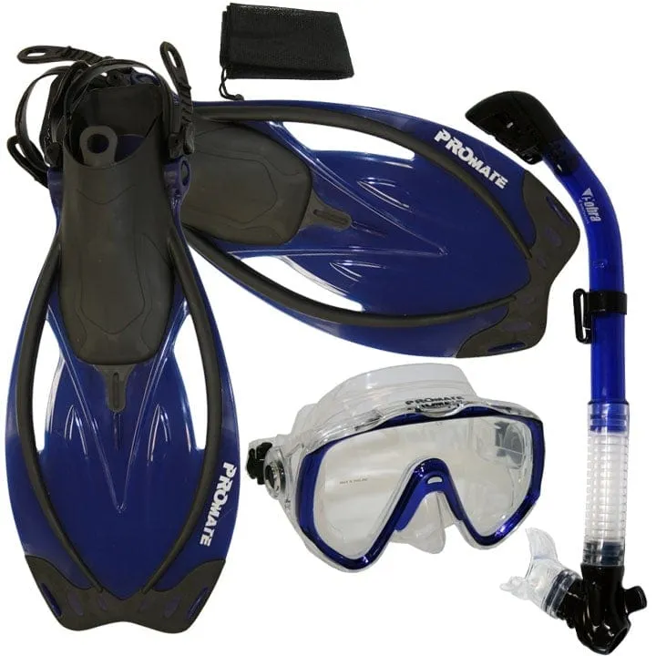 Snorkeling Scuba Dive Mask Dry Snorkel Fins Gear Bag Set - SCS0006