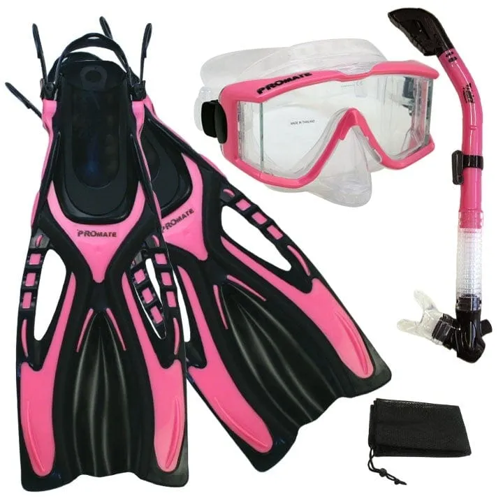 Snorkeling Scuba Dive SIDE-VIEWED PURGE Mask Fins Dry Snorkel Gear Set - SCS0068