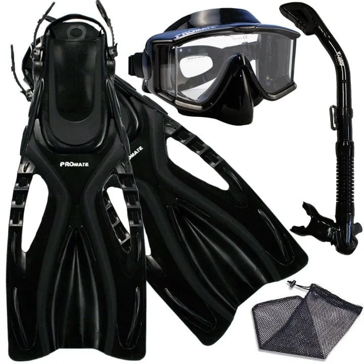 Snorkeling Scuba Dive SIDE-VIEWED PURGE Mask Fins Dry Snorkel Gear Set - SCS0068