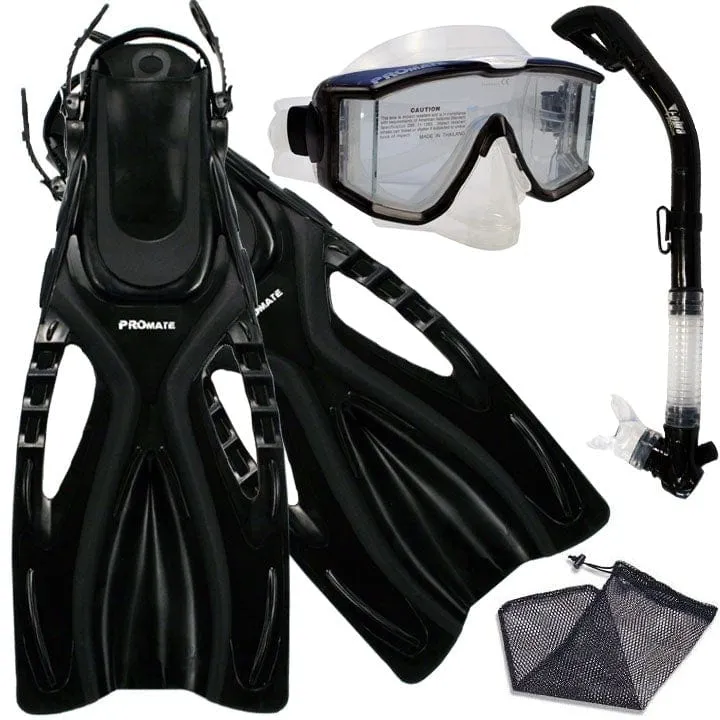 Snorkeling Scuba Dive SIDE-VIEWED PURGE Mask Fins Dry Snorkel Gear Set - SCS0068