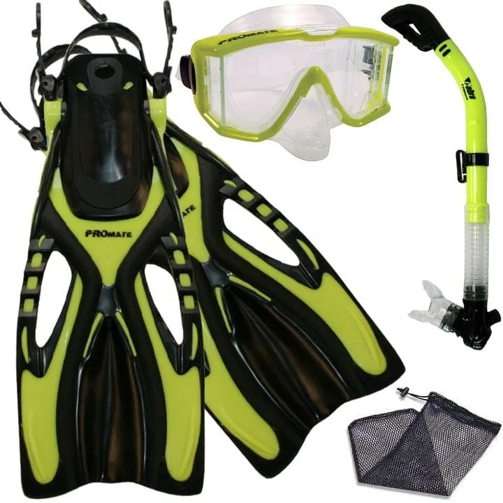 Snorkeling Scuba Dive SIDE-VIEWED PURGE Mask Fins Dry Snorkel Gear Set - SCS0068