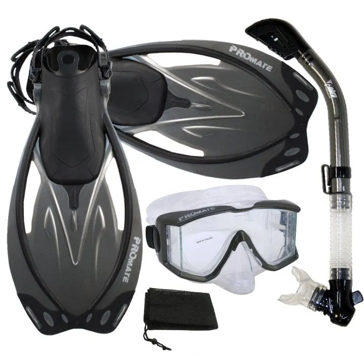 Snorkeling Scuba Dive Snorkel Purge Edgeless Mask Fins Gear Set - SCS0012