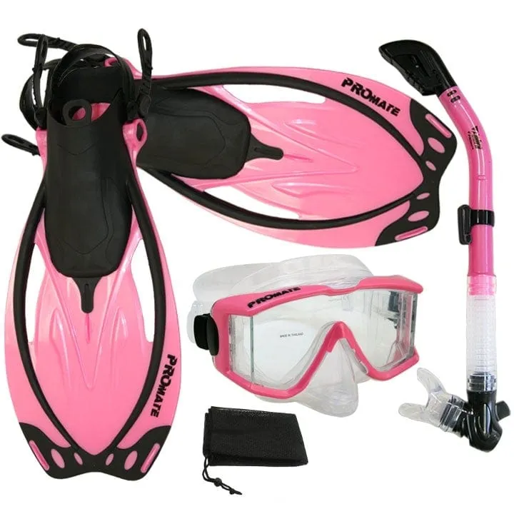 Snorkeling Scuba Dive Snorkel Purge Edgeless Mask Fins Gear Set - SCS0012