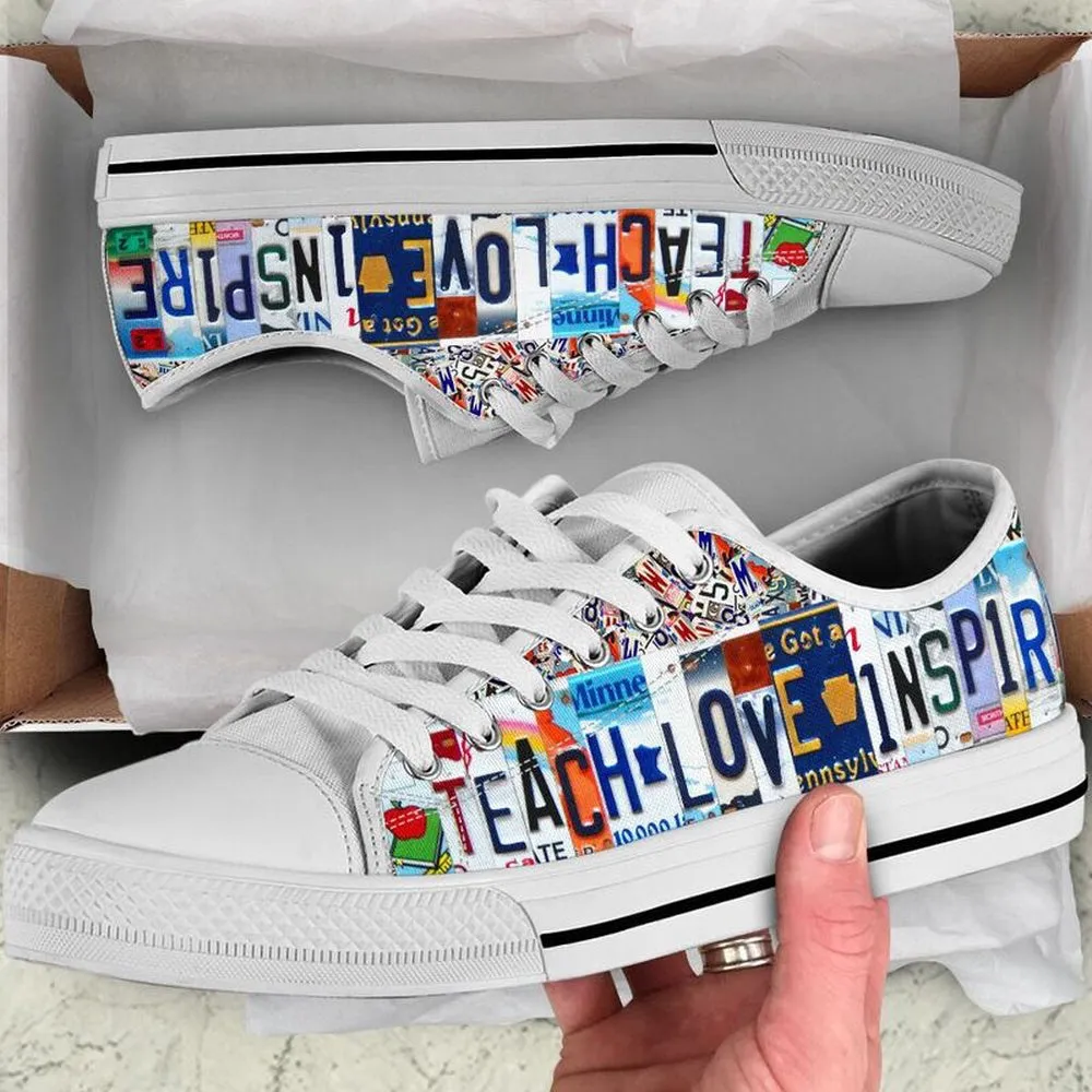 Spanish Teacher License Plates Low Top Shoes, Teacher Shoes, Low Top Sneakers