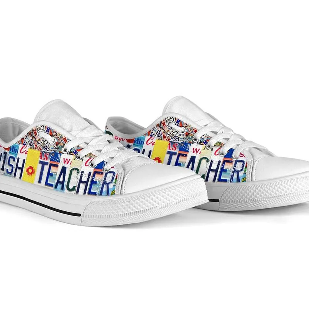 Spanish Teacher License Plates Low Top Shoes, Teacher Shoes, Low Top Sneakers