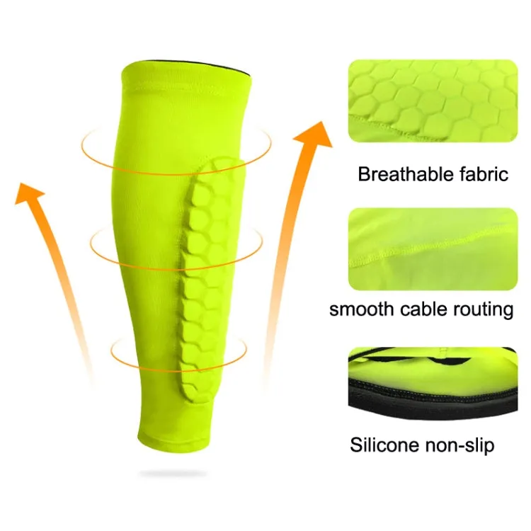 Sports Outdoor Basketball Ride Honeycomb Anti -Collision Leg Protection  M (Fluorescent Green)