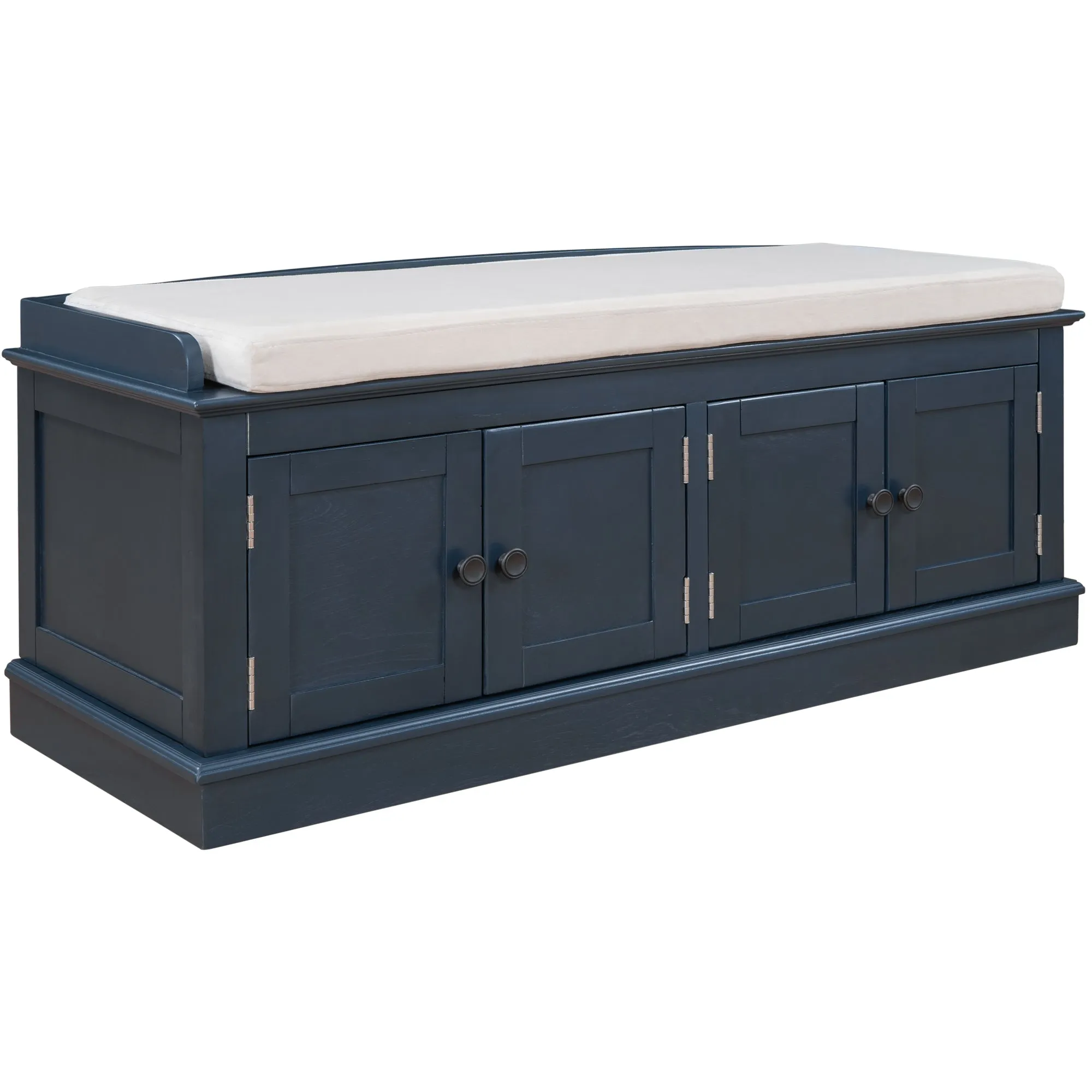 Stash Storage Bench with 2 Drawers and 2 Cabinets - Antique Navy