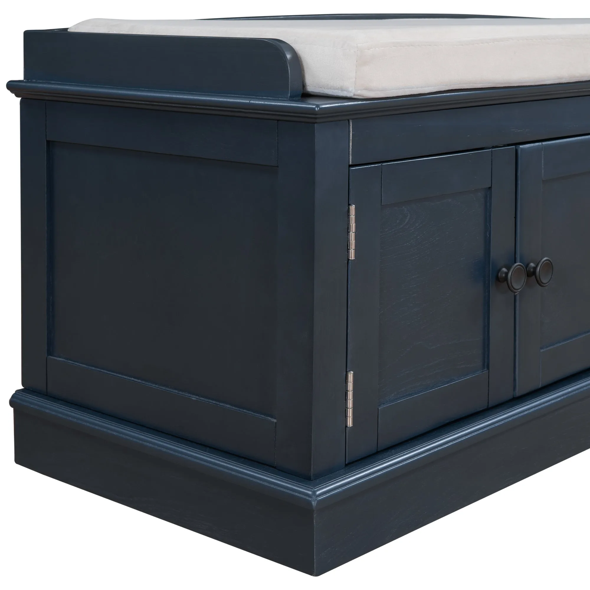 Stash Storage Bench with 2 Drawers and 2 Cabinets - Antique Navy