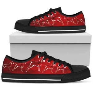 Stylish Dog Lover Red Low Top Shoes Show Your Love For Dogs, Dog Printed Shoes, Canvas Shoes For Men, Women