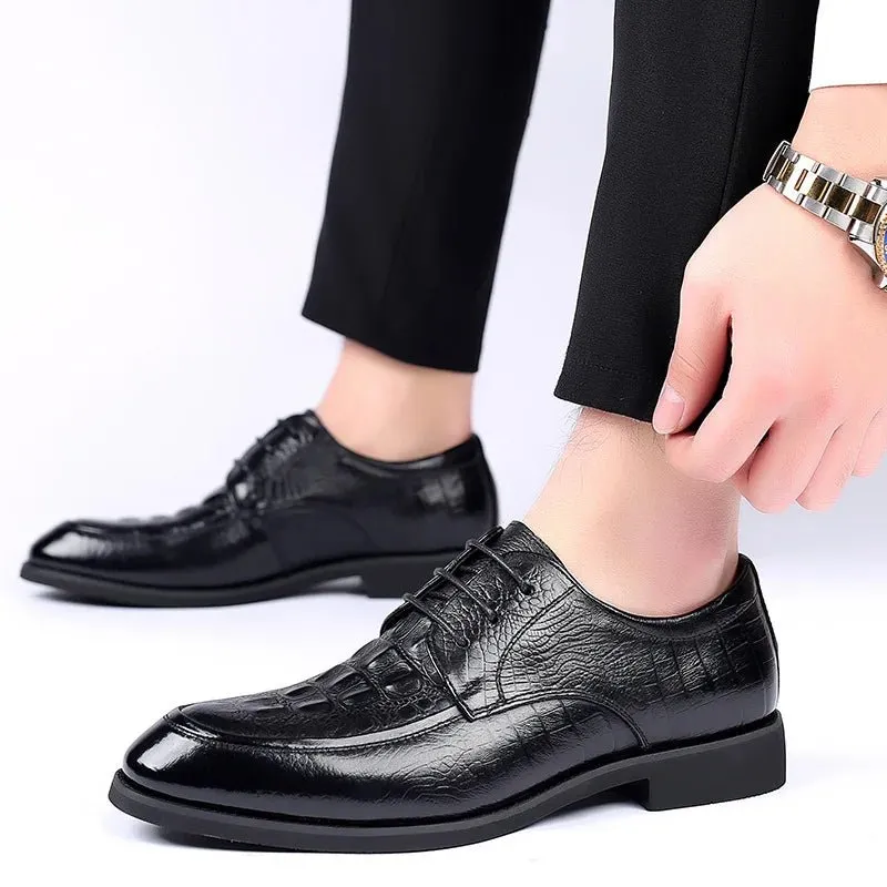 Stylish Genuine Leather Men's Shoes with Alligator & Crocodile Skin - Low MOQ