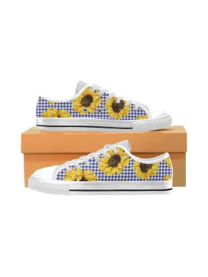 SUNFLOWERS GINGHAM Kid's Canvas Sneakers