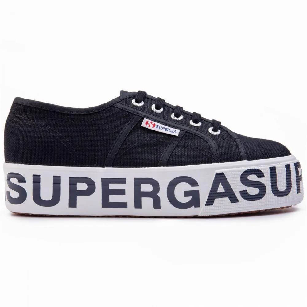 Superga scarpa sneakers da donna con zeppa COTW OUTSOLE LETTERING 2790 S00FJ80-999 nero