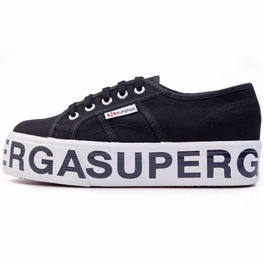 Superga scarpa sneakers da donna con zeppa COTW OUTSOLE LETTERING 2790 S00FJ80-999 nero