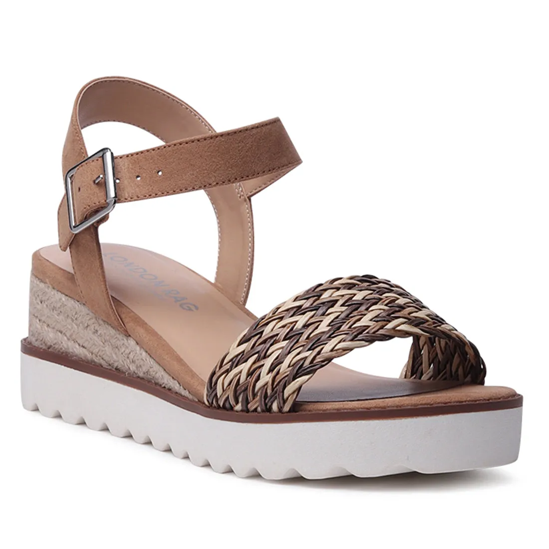 Tan Braided Espadrille Wedge Sandal