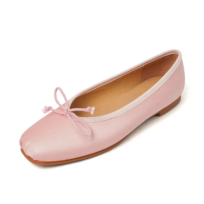 TAVIMART  -  Women Ballet Flats Square Toe Silk Simple Shoes Slip On Women Loafers Spring Daily Shoes Ladies Ballet Flats Autumn Footwear