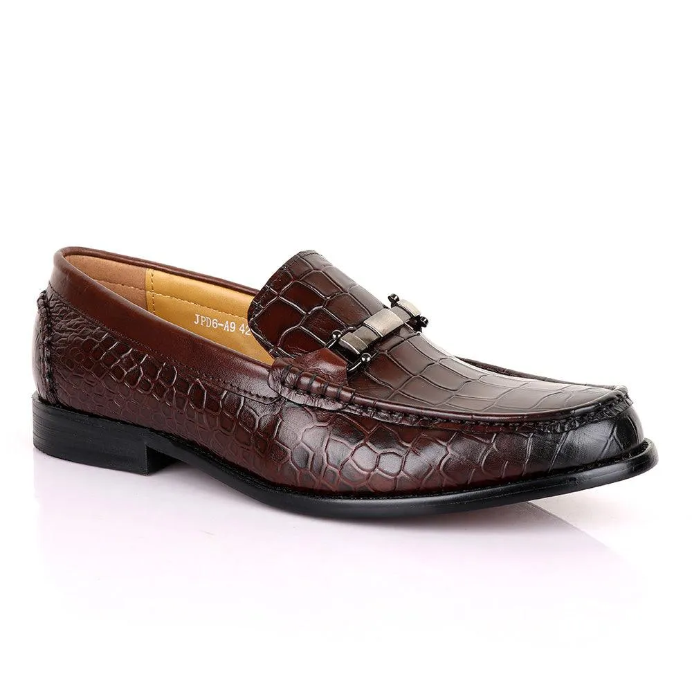 Terry Taylors Classic Chain Croc Coffee Leather Shoe