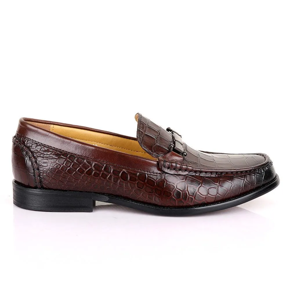 Terry Taylors Classic Chain Croc Coffee Leather Shoe