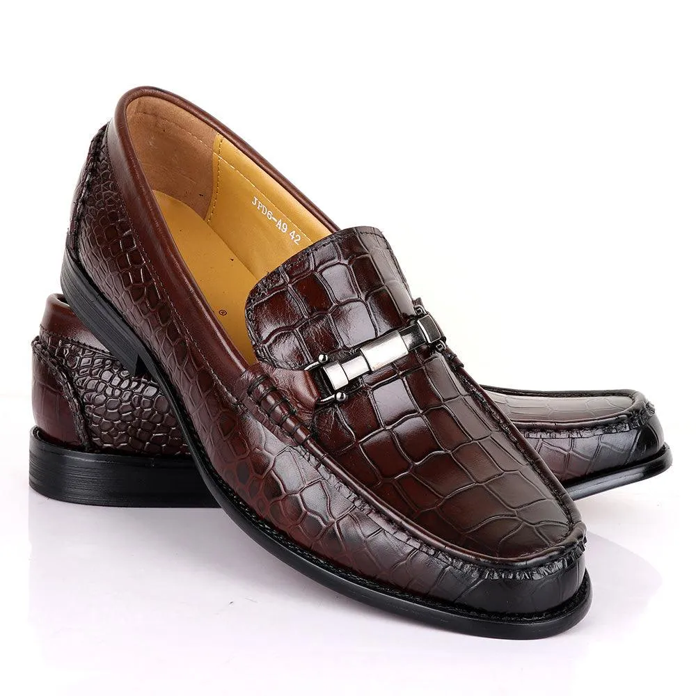 Terry Taylors Classic Chain Croc Coffee Leather Shoe