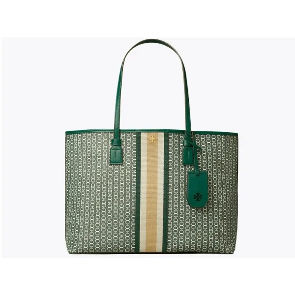 Tory Burch Gemini Link Canvas Tote Malchite link -TB53303