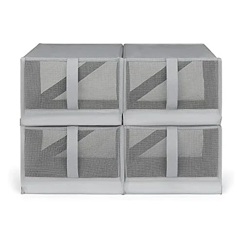 Whitmor Gray Mesh Shoe Box Set Of 4