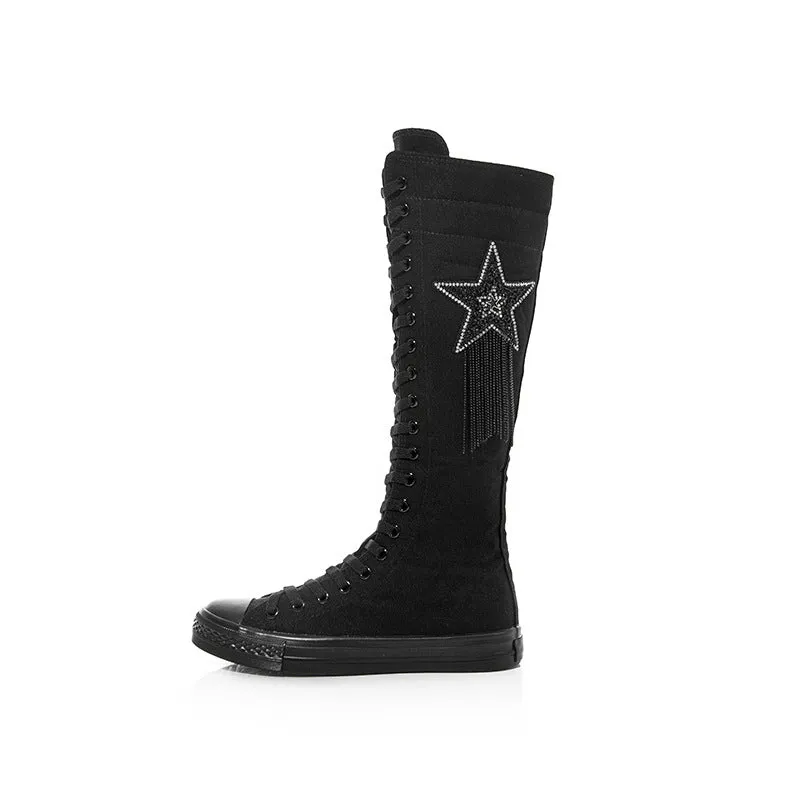 Women's Long Five-pointed Star Pattern Dancing Boots