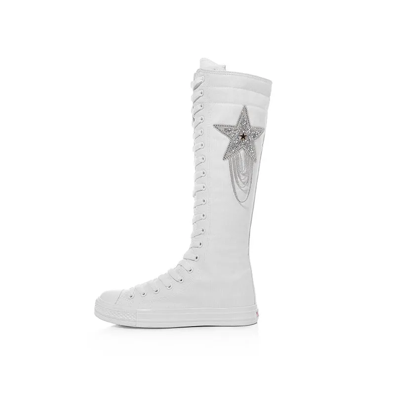 Women's Long Five-pointed Star Pattern Dancing Boots