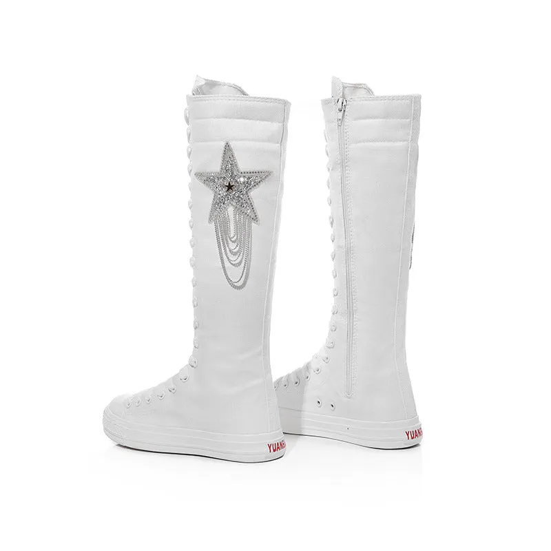 Women's Long Five-pointed Star Pattern Dancing Boots